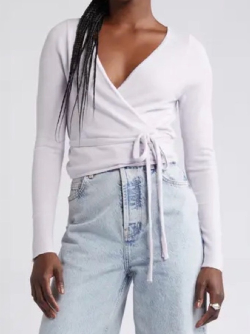 Open Edit Women’s Light Purple Wrap Sweater